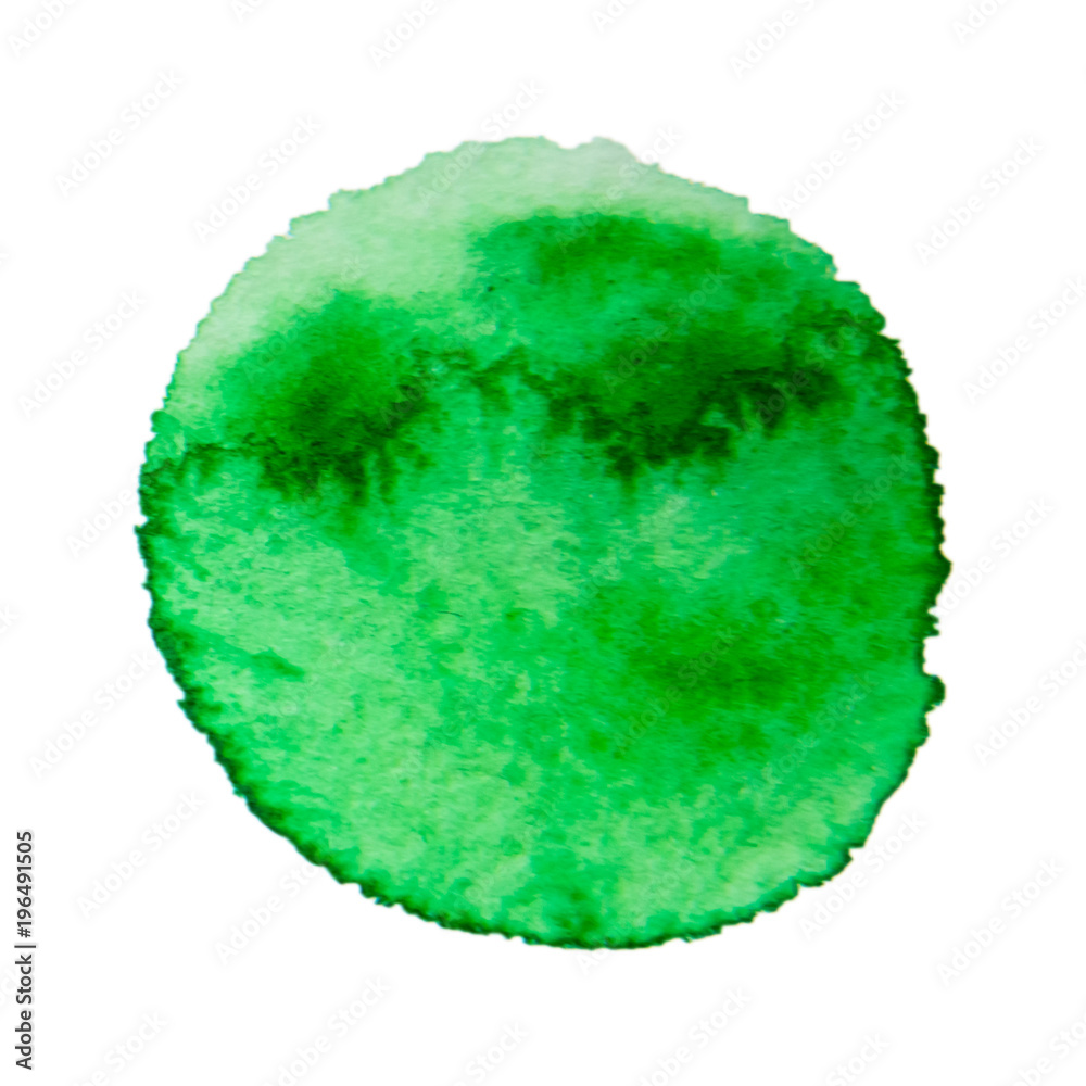 watercolor green circle, stain