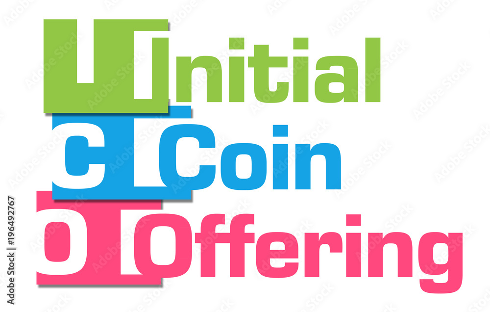 Obraz premium ICO - Initial Coin Offering Blue Grey Blocks 