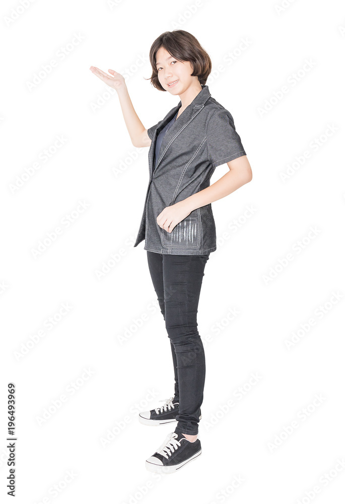 Close up young woman short hair with shirt Close up young woman short hair with shirt