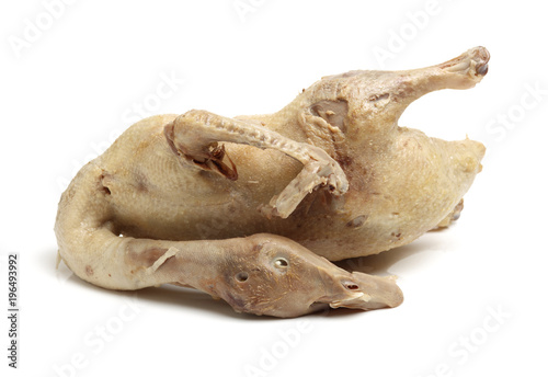 steamed duck on white background