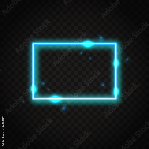 Neon blue rectangle frame with space for text