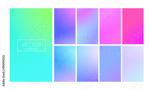 Modern gradient set with vertical abstract backgrounds. Colorful fluid cover for poster, banner, flyer and presentation. Trendy soft color. Template with modern gradient set for screens and mobile app