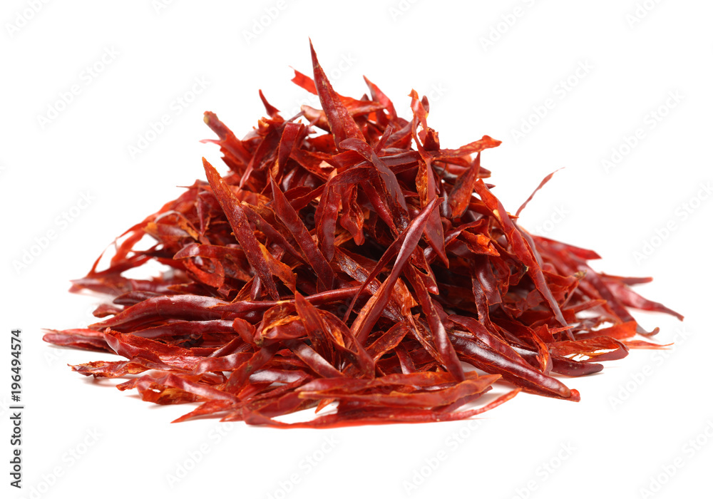 Naklejka premium Dried Hot Chili Peppers on white background