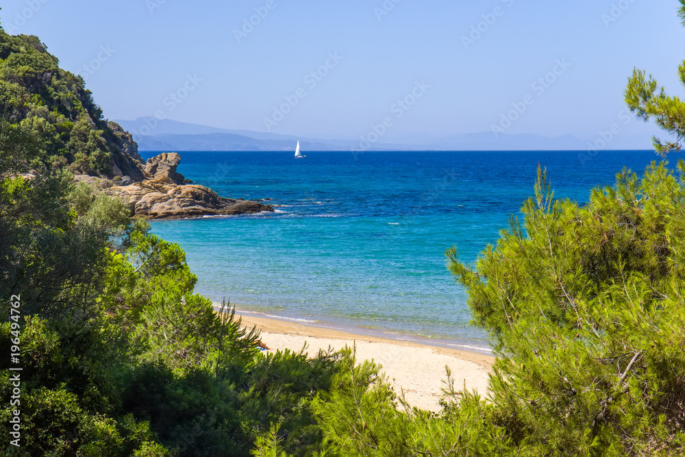 Banana beach on the Skiathos island, Greece