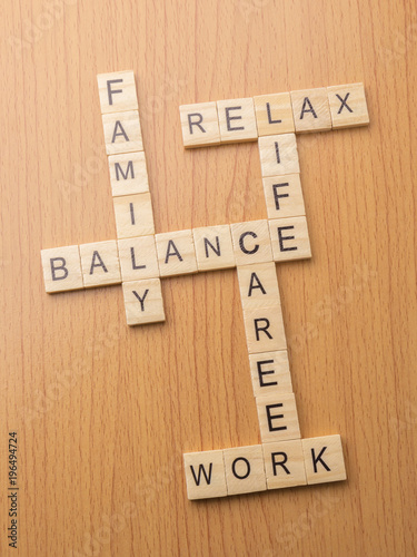 balance of work and life by wooden crossword