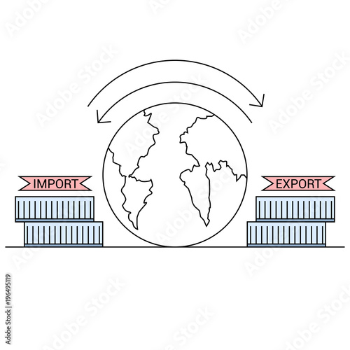 Import export concept line strokes drawing