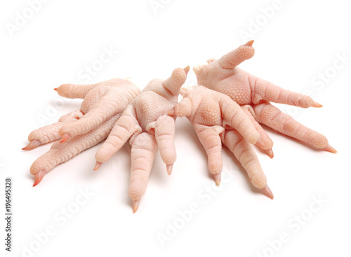 Chicken feet on white background