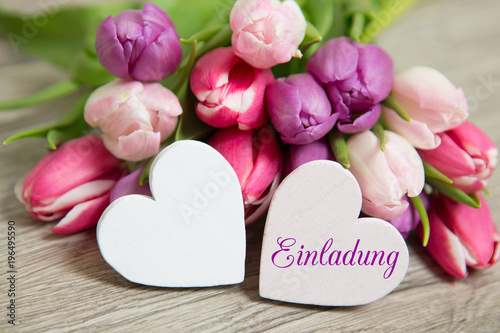Tulpen und Herzen: Einladung
