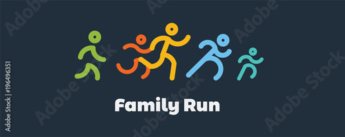 family run race. colorful Runners.logo for running competition. vector illustration