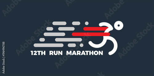 logo for running marathon. Silhouette Runner at Finish Line. Simple flat symbol. vector illustration