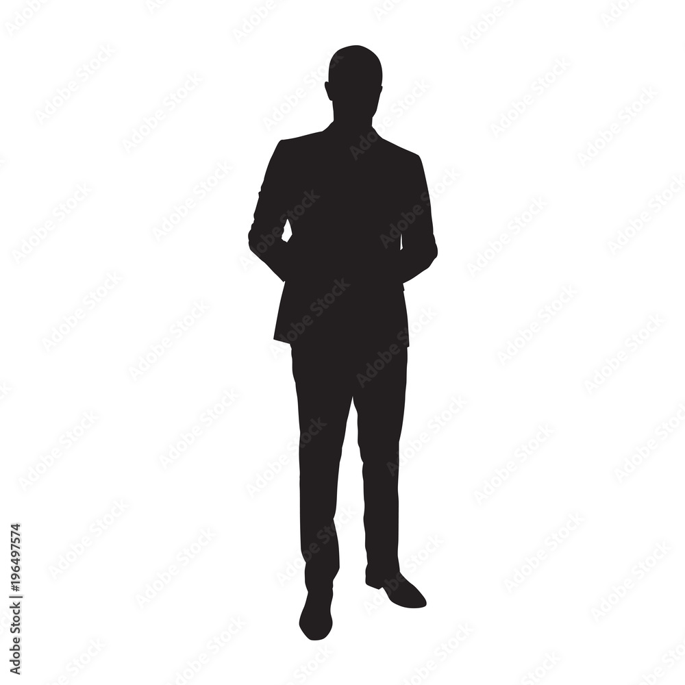 Man in suit isolated vector silhouette. Businessman