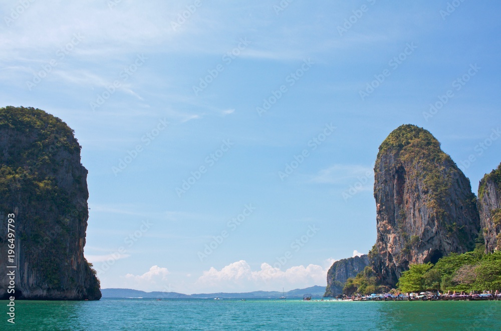 Thailand's seascape Andaman sea Krabi province, between two rocks