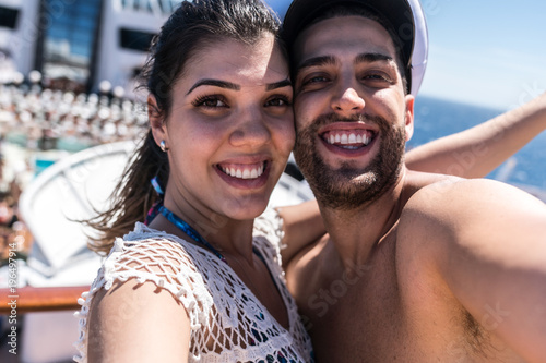Couple Taking a Selfie on Cruise Ship Vacation