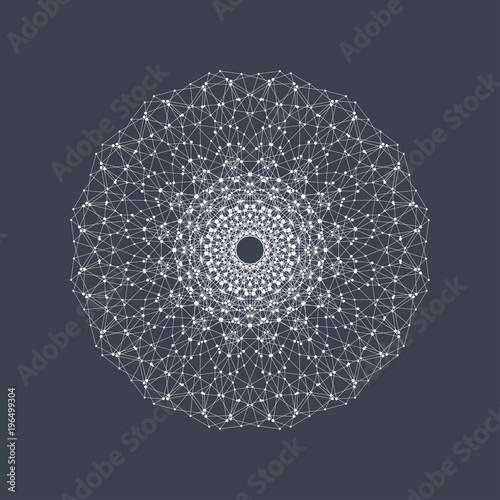 Geometric abstract form with connected line and dots. Graphic background for your design. illustration
