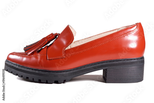 Women red tassel loafers shoe