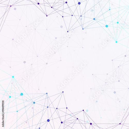 Graphic background molecule and communication. Colorful Dots with connections for your design, illustration