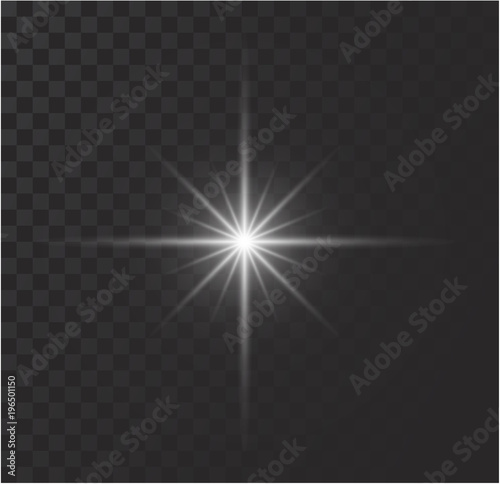 White glowing light burst explosion with transparent. Vector illustration for cool effect decoration with ray sparkles. Bright star. Transparent shine gradient glitter, bright flare. Glare texture. photo