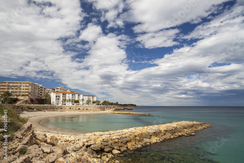 Beach view of Ametlla de Mar, catalan village of Costa Daurada.Spain.