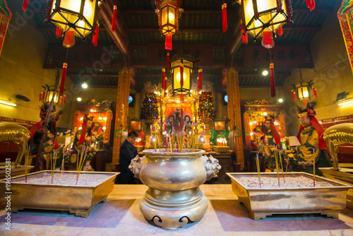 Central, Hong Kong - January 12, 2018 :The Interior of the Man Mo Temple