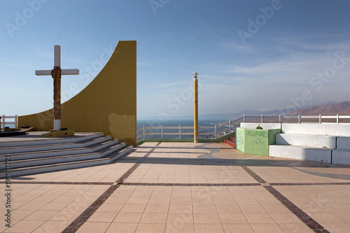 Ilo Peru. Coast. Boulevard with cross. South Peru photo