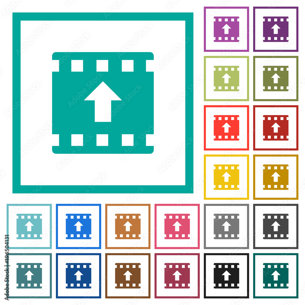 Move up movie flat color icons with quadrant frames Move up movie flat color icons with quadrant frames