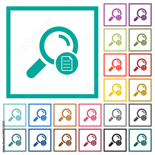 Search details flat color icons with quadrant frames
