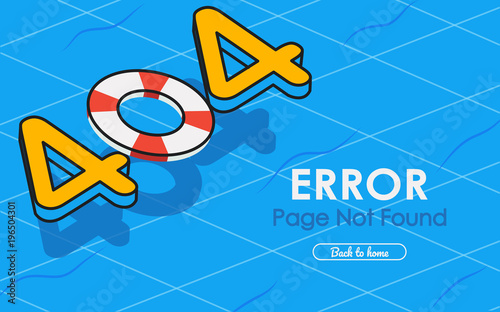 404  error page not found vector in swimming pool graphic