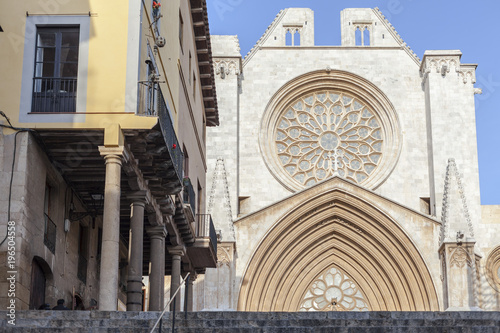 Cathedral facade and building, historic center of Tarragona, Catalonia. Spain. photo