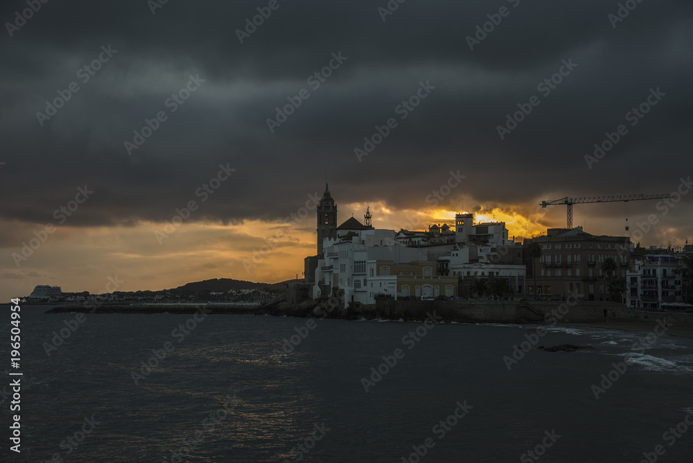 Sunset view in Sitges, Spain