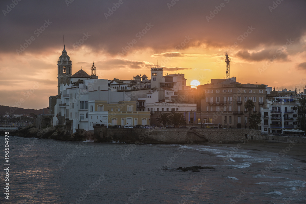 Sunset view in Sitges, Spain