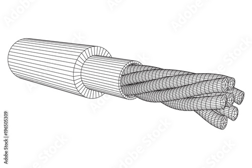 Electrical cable cleared wire. Wireframe low poly mesh vector illustration photo