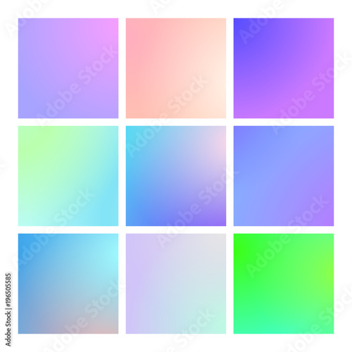 Modern gradient set with square abstract backgrounds. Colorful fluid covers for calendar, brochure, invitation, cards. Trendy soft color. Template with modern gradient set for screens and mobile app © Holo Art
