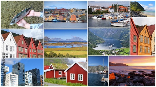 Norway landmarks. Norway postcard collage.