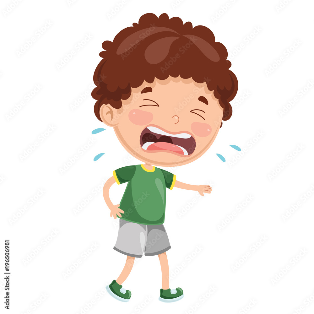 Vector Illustration Of Kid Crying Vector Illustration Of Kid Crying