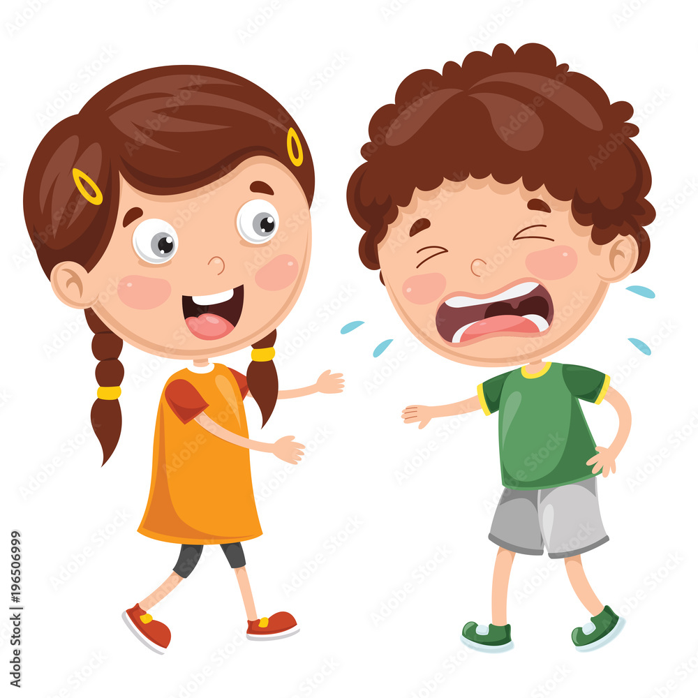 Vector Illustration Of Kid Crying
