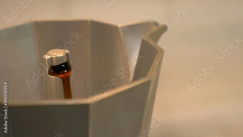 Coffee percolator machine close up, making italian coffee photo