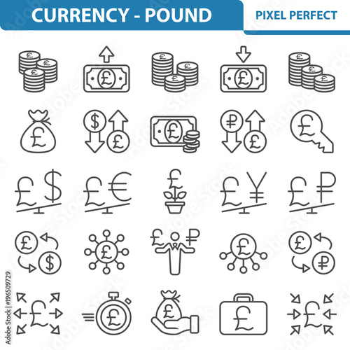 Wallpaper Mural Currency - Pound Icons. Professional, pixel perfect icons depicting various finance, money and currency concepts. EPS 8 format. Torontodigital.ca