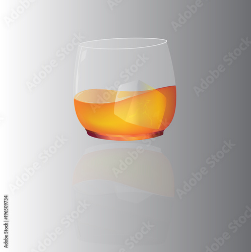 whisky glass with shadow, vector illustration. 