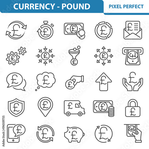 Currency - Pound Icons. Professional, pixel perfect icons depicting various finance, money and currency concepts. EPS 8 format. © 13ree_design