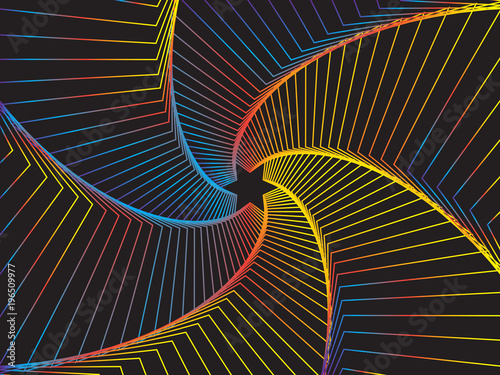 Abstraction of a geometrically executed star in space. Bright background.