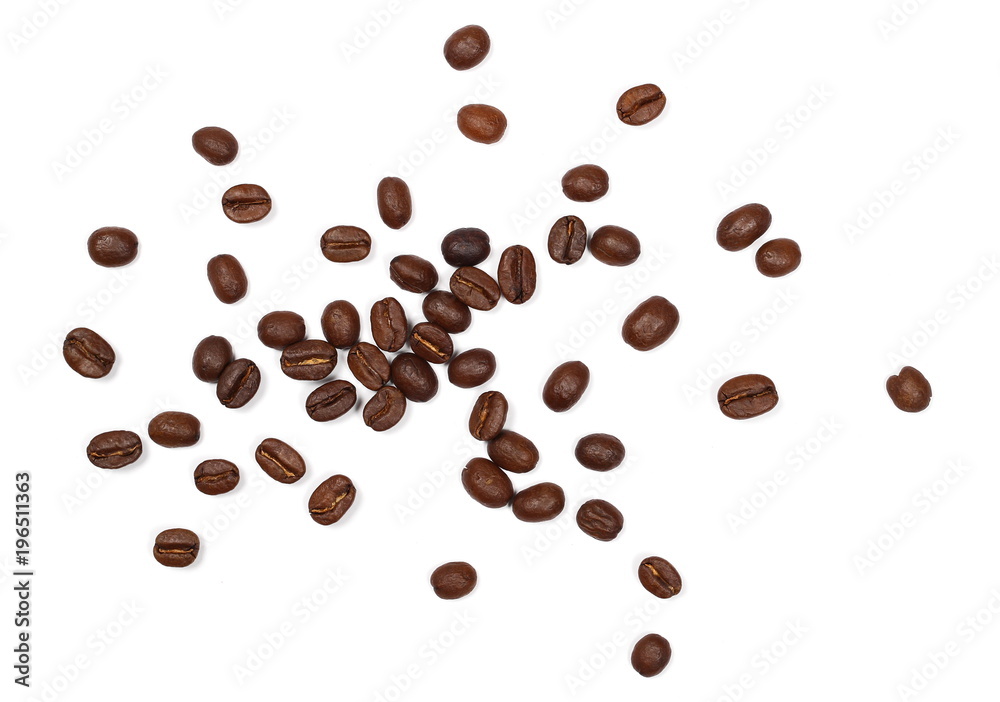 Coffee beans pile isolated on white background and texture, top view
Coffee beans pile isolated on white background and texture, top view