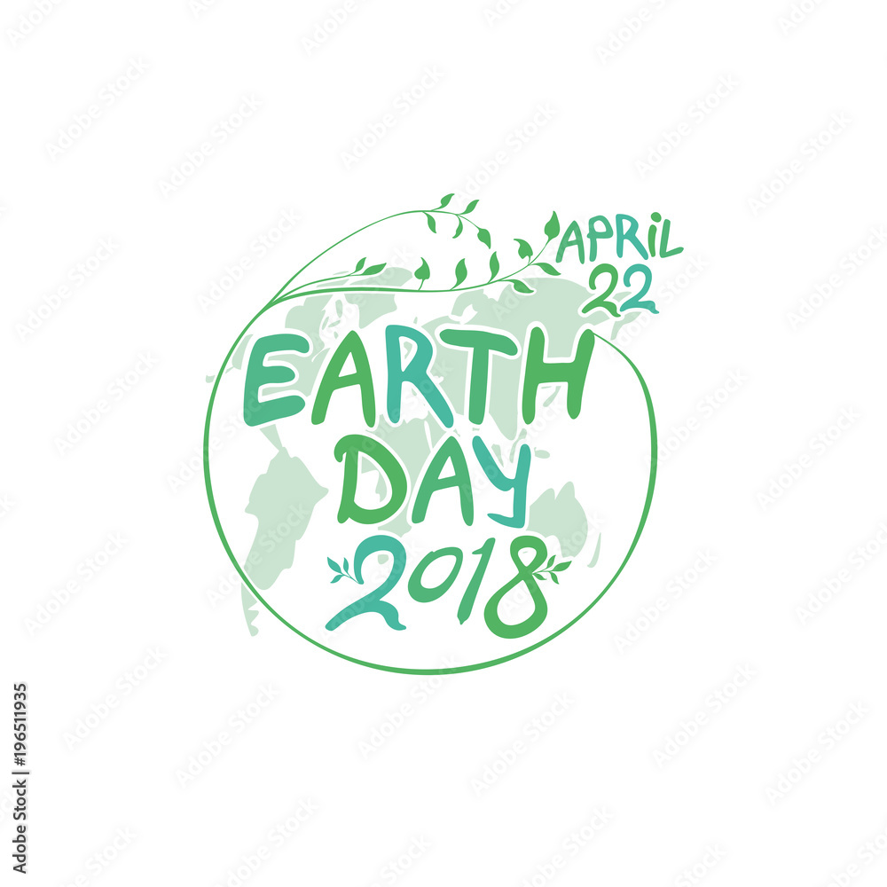 Fototapeta premium April 22. Earth Day. 2018. Round green vector template earth ball isolated on white background.