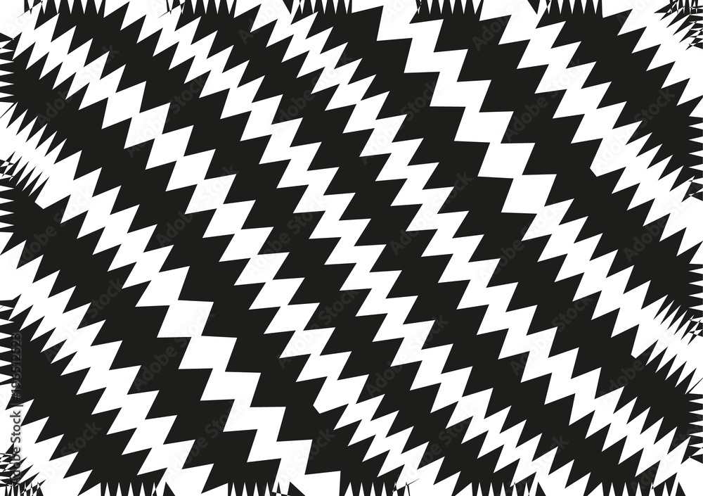 Abstract wavy lines. Curved zigzag black and white stripes. Vector illustration