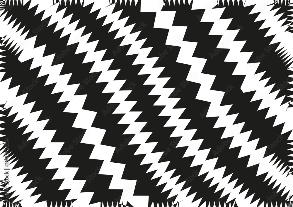 Abstract wavy lines. Curved zigzag black and white stripes. Vector illustration