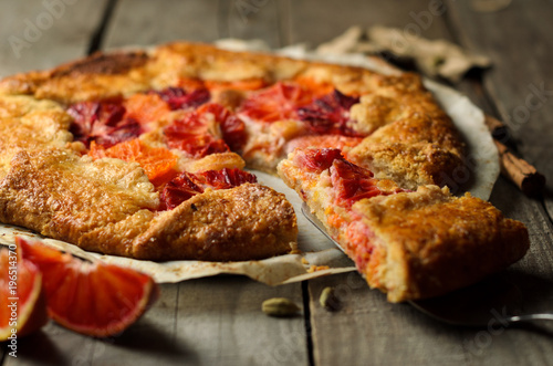 Galette with blood orange filling and frangipane