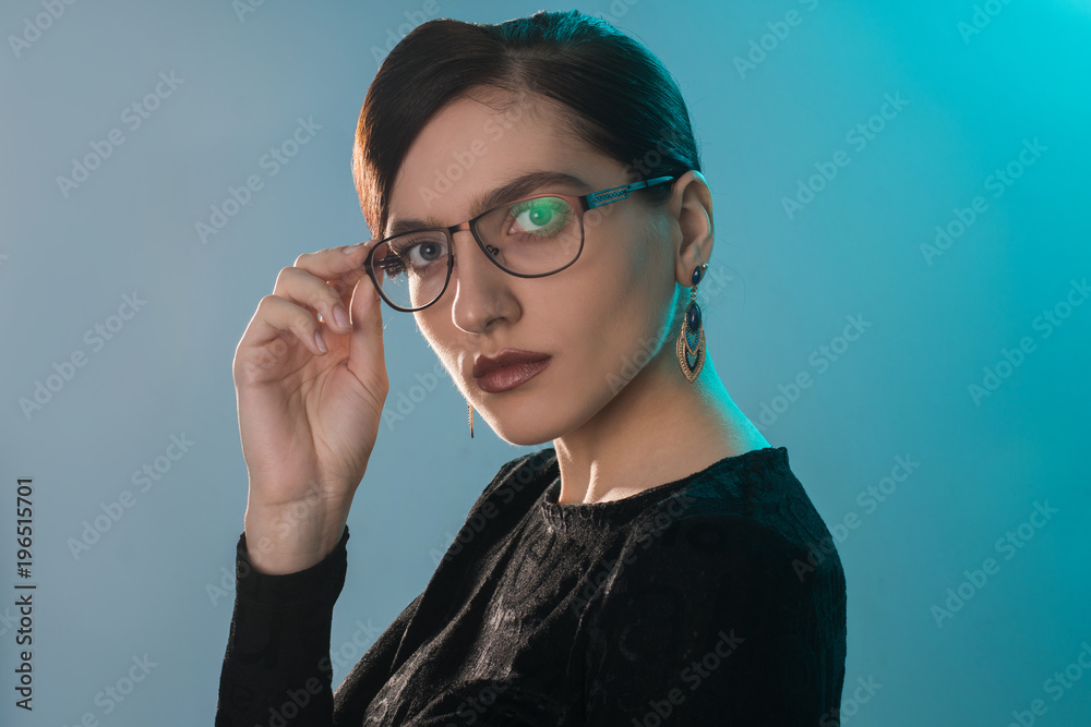 Beauty young girl with short hair in studio Beauty young girl with short hair in studio