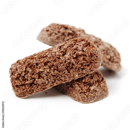 Cereal bars on white background