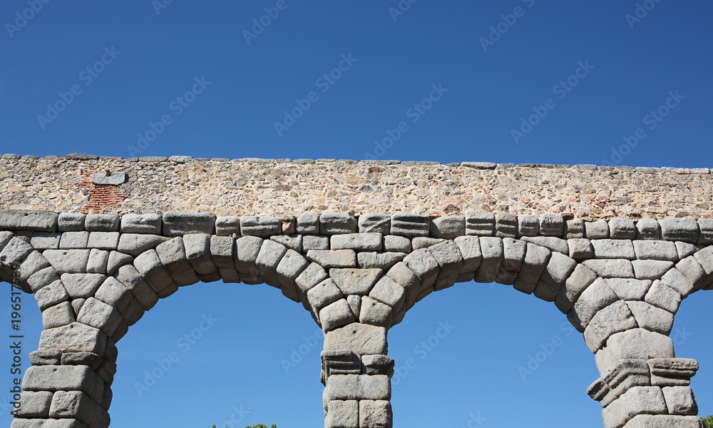 Ancient Roman aqueduct bridge of Segovia, Castilla Leon, Spain 