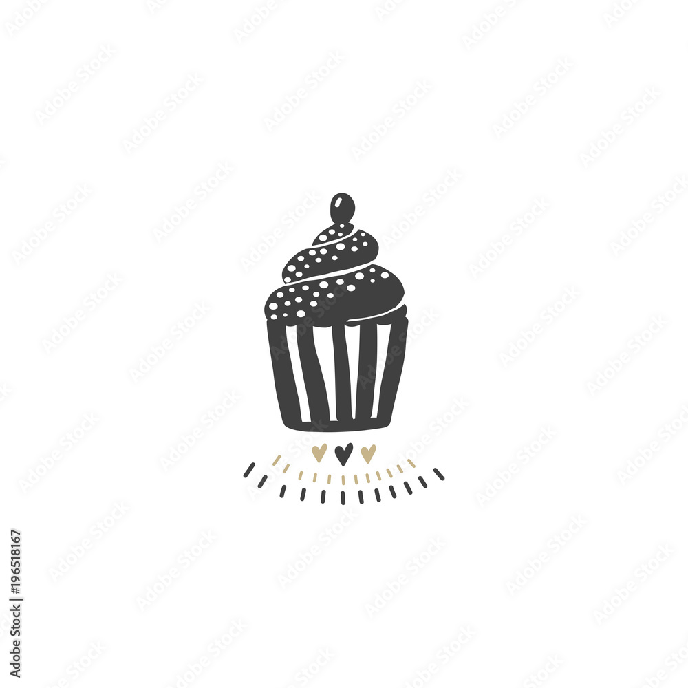 Hand drawn sketch cupcake isolated on a white background. Hand drawn sketch cupcake isolated on a white background.