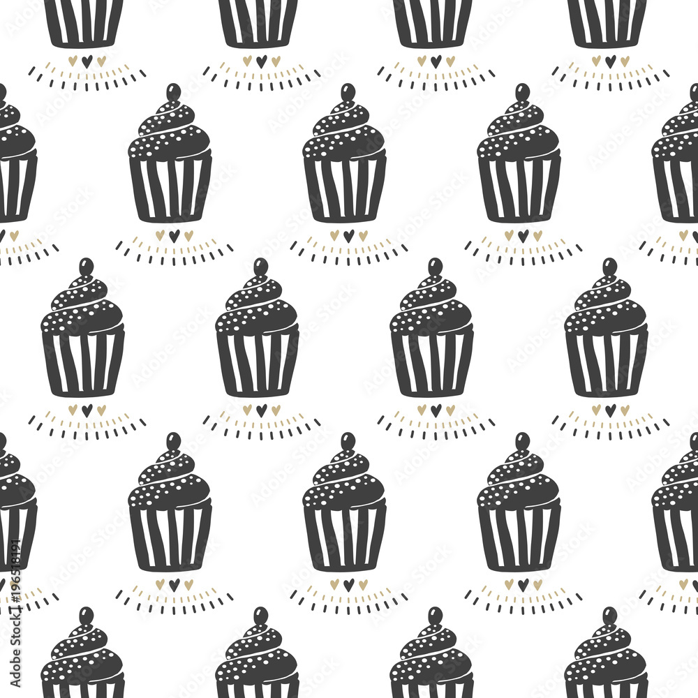 Vector cupcake seamless pattern. Vector cupcake seamless pattern.